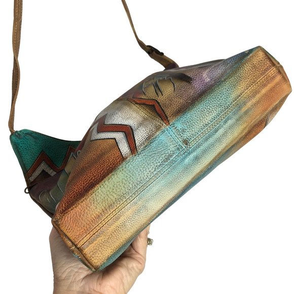 Anuschka BOGO Sale NEVER USED Handpainted Leather Hobo Shoulder Bag Southwest - Picture 10 of 13
